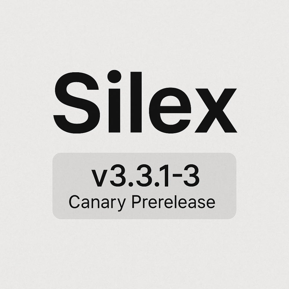 Silex v3.3.1-3 Canary Prerelease title on a minimalist light background