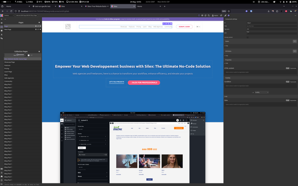 Silex UI with a new "Collection Pages" panel on the left